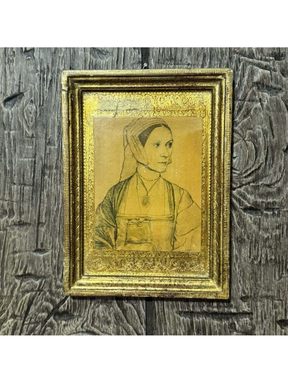 Vintage Italian Florentine Framed Portrait Print Gold Gilt Frame 6x8